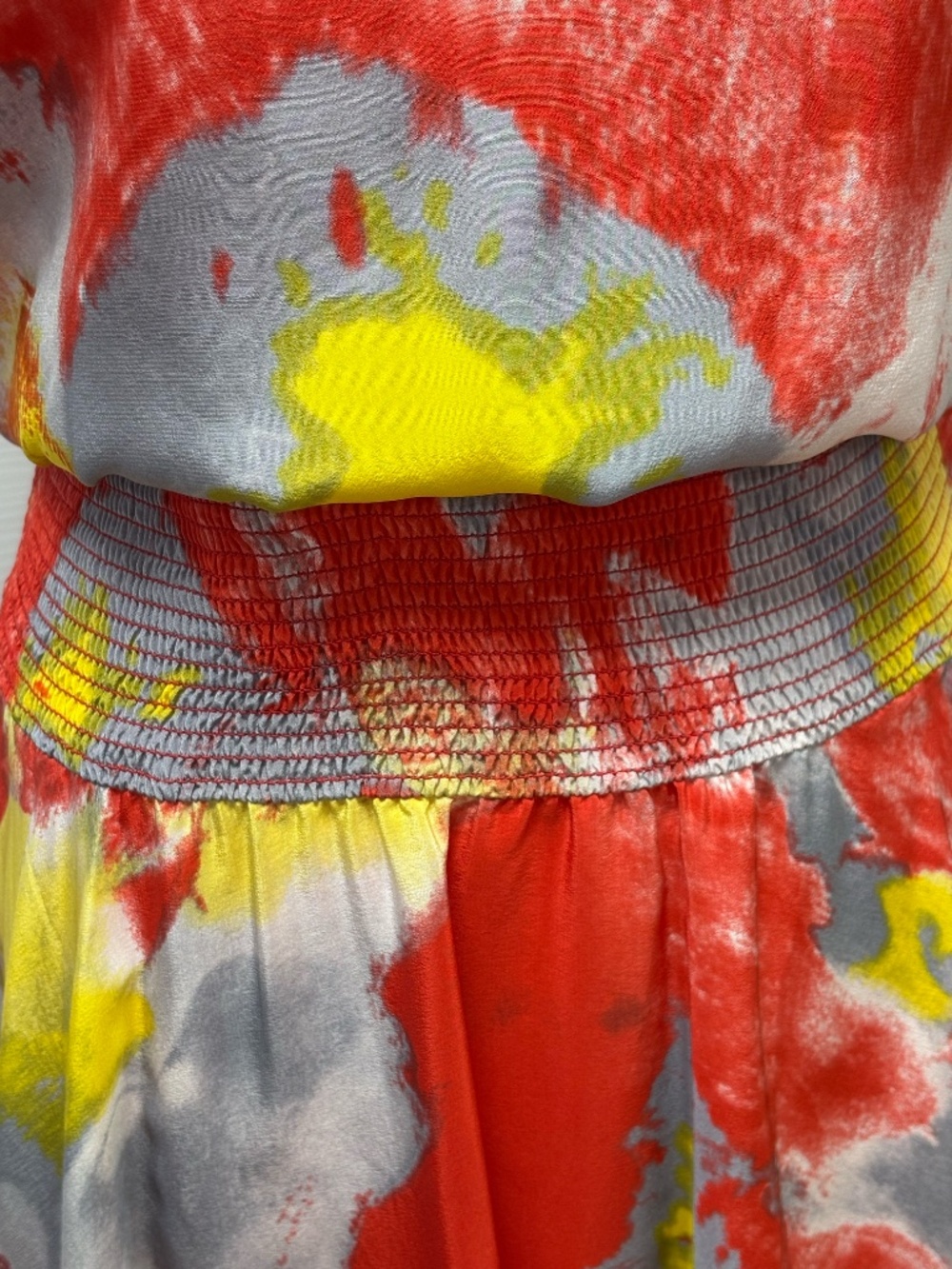 Halston Heritage Poppy Watercolor-Print Chiffon Mini Dress - Size S. - Picture 3 of 16